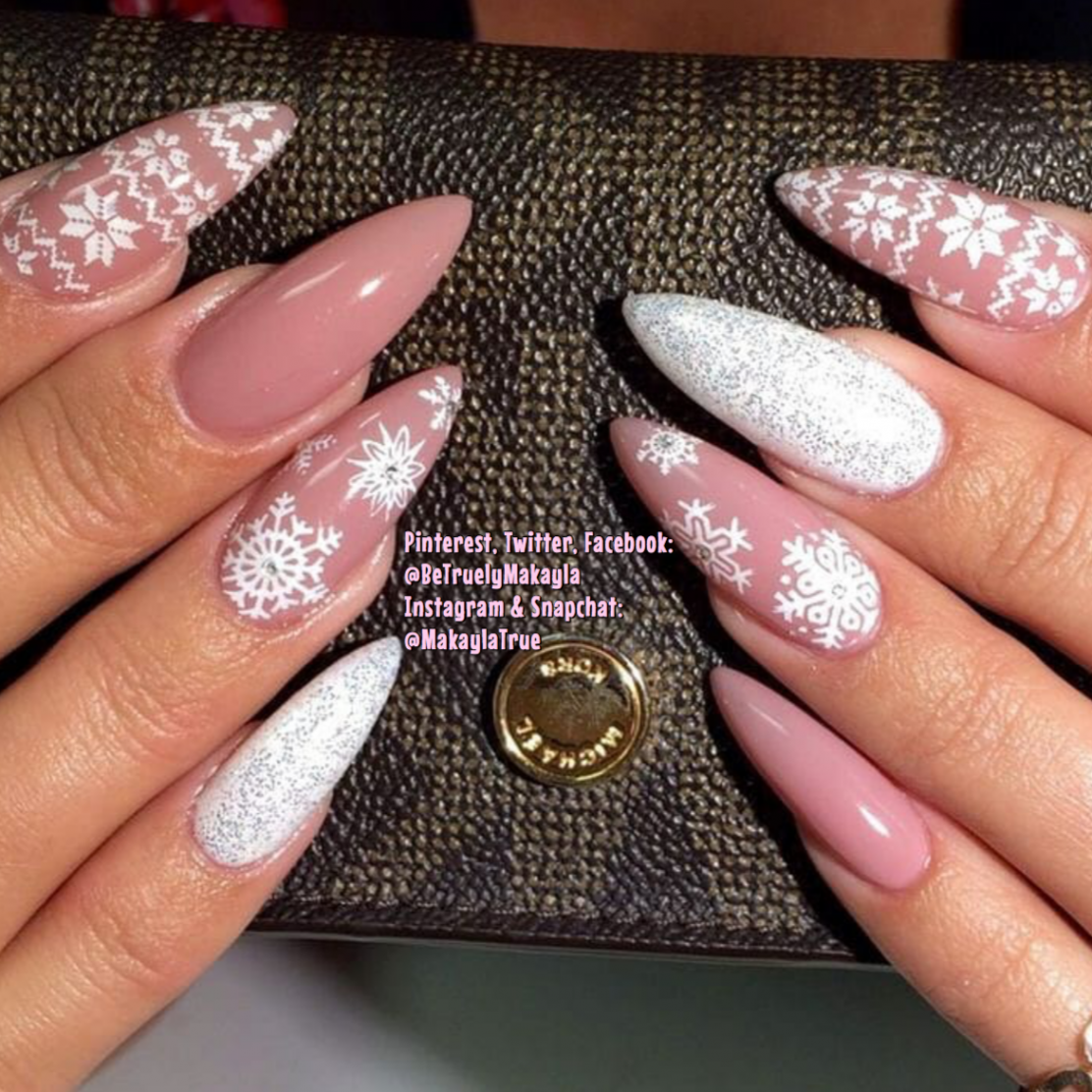 Pink Winter Nails  Christmas nails acrylic, Christmas nail art