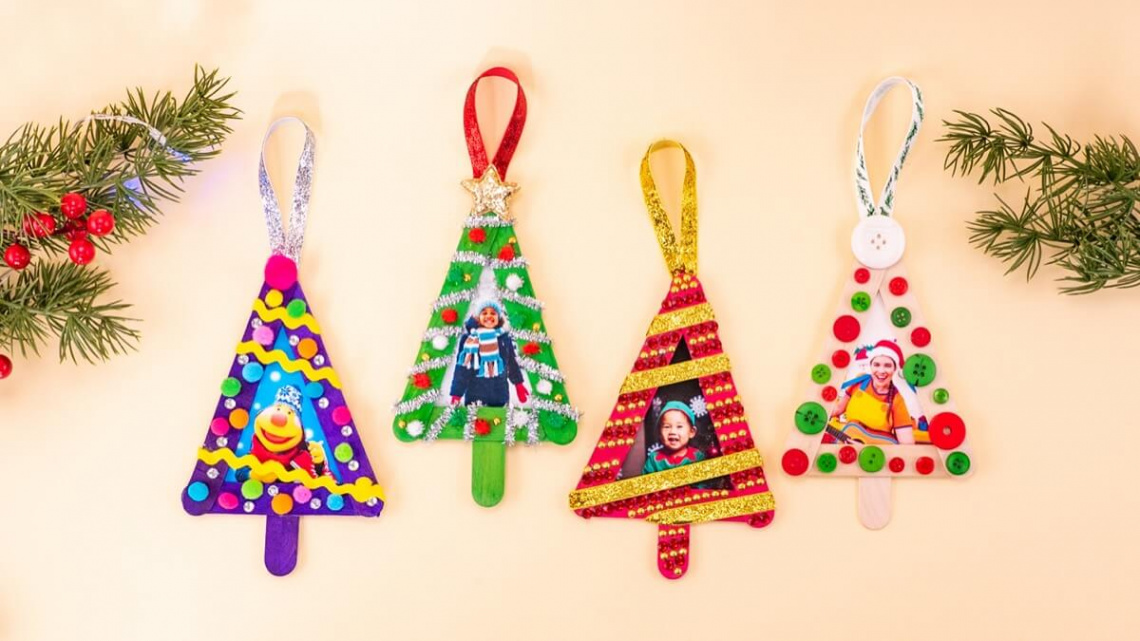 Popsicle Stick Christmas Tree Ornaments - Super Simple