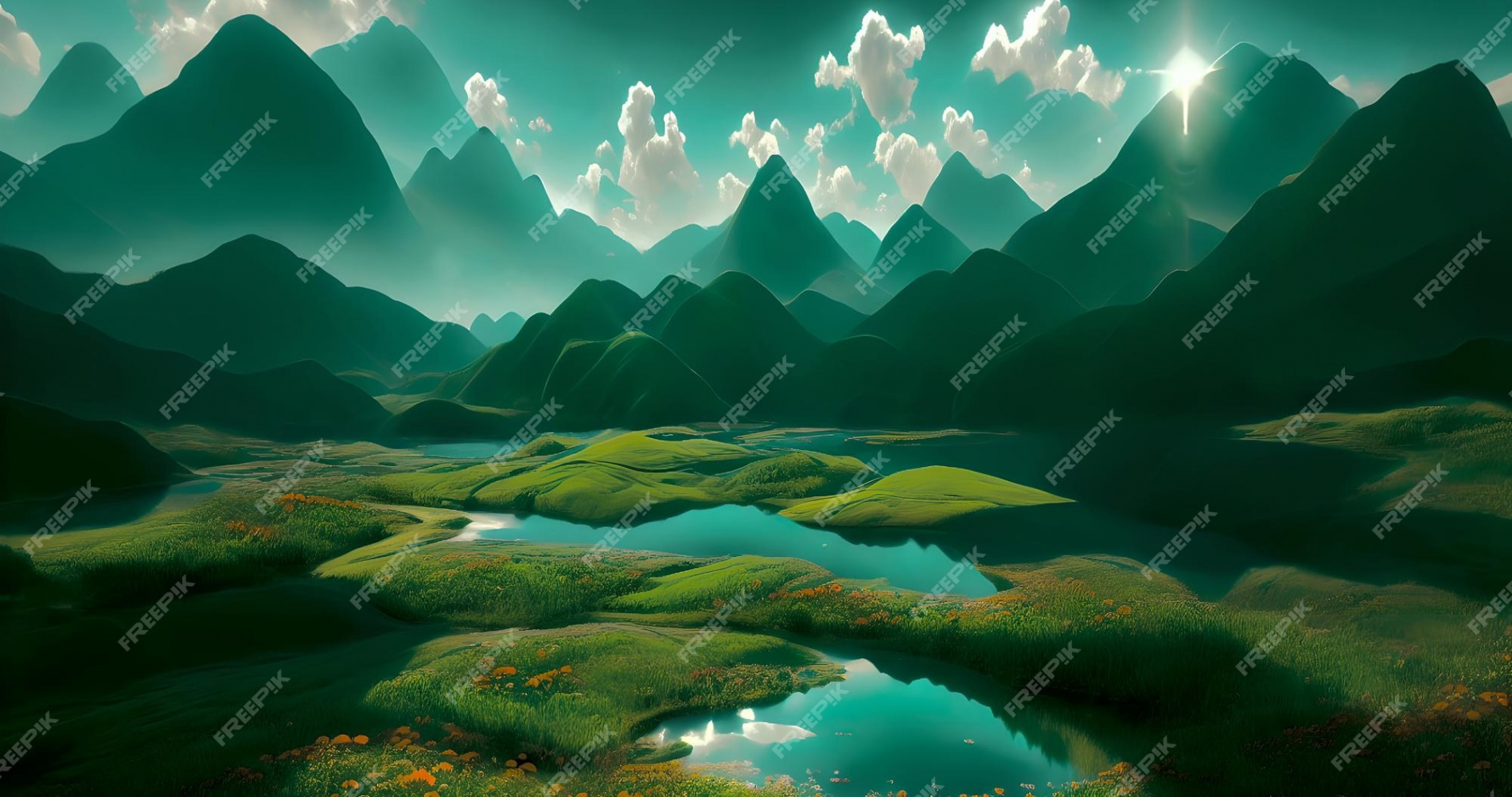 Premium Photo  Green scenery wallpapers k. generative ai