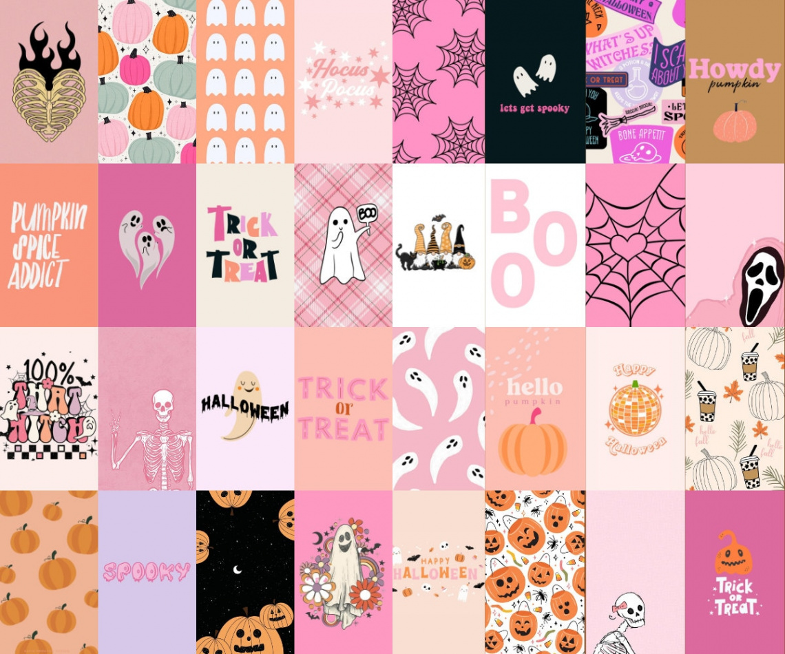 Preppy Halloween Aesthetic Wall Collage Digitaler Download