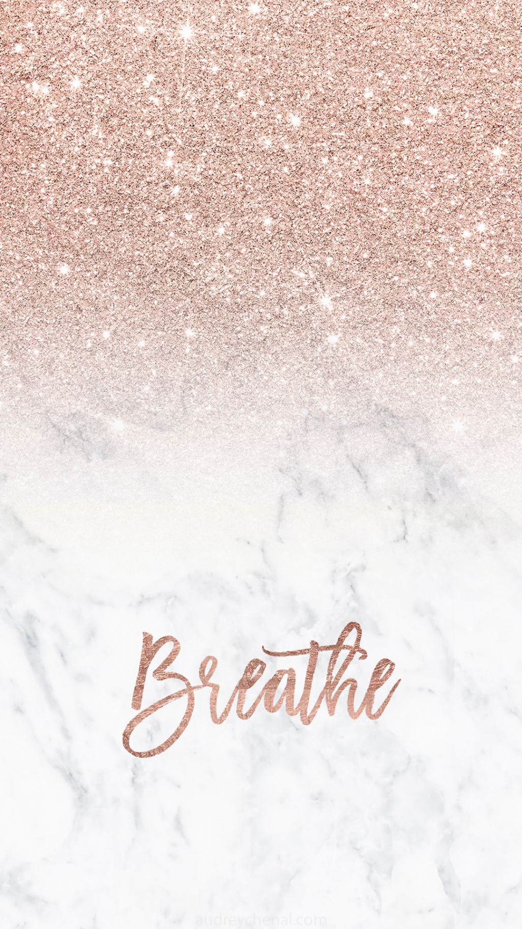 Rose gold glitter ombre white marble breathe typography Iphone