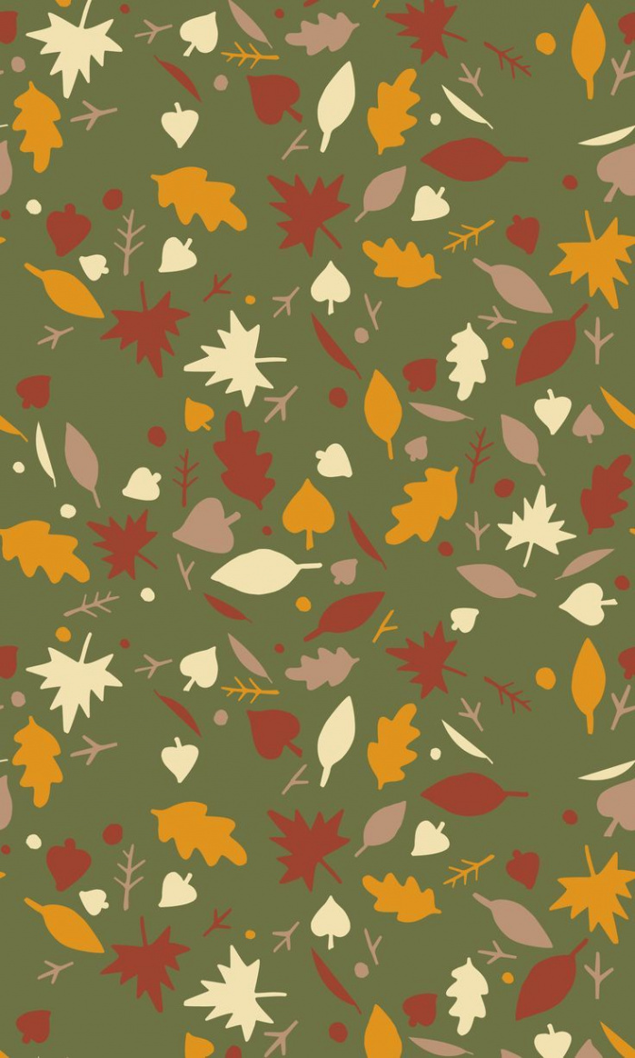 Sage Green Falling Leaves Phone Wallpaper, Autumn Phone Background