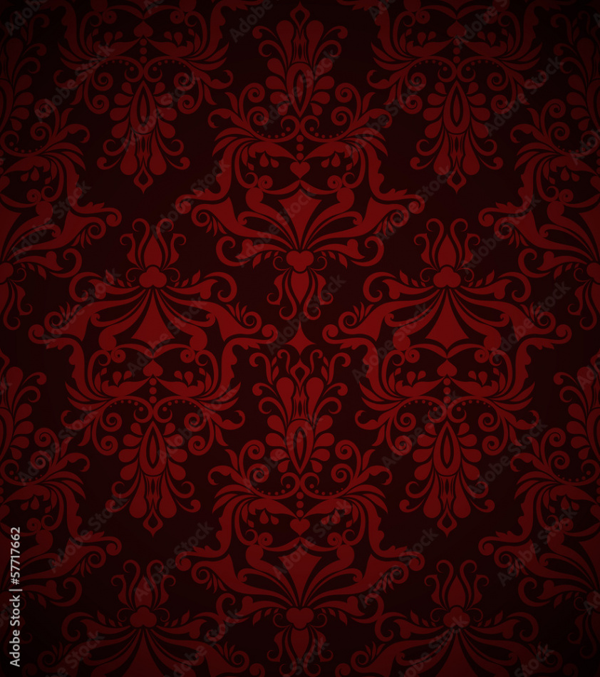 Seamless dark red vintage wallpaper pattern