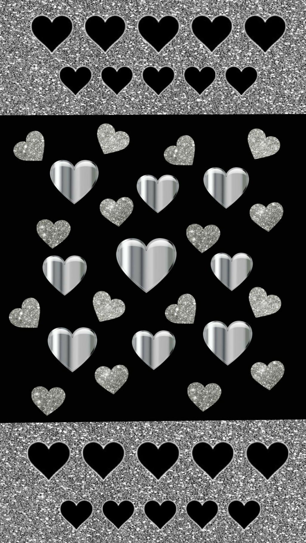 Silver glitter hearts  Heart wallpaper, Glitter phone wallpaper