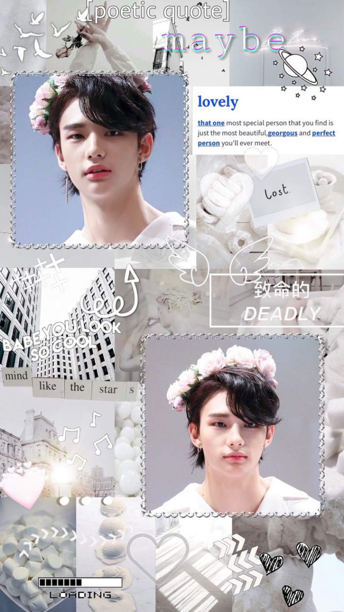 Skz Hyunjin white aesthetic wallpaper/ moodboard  White aesthetic