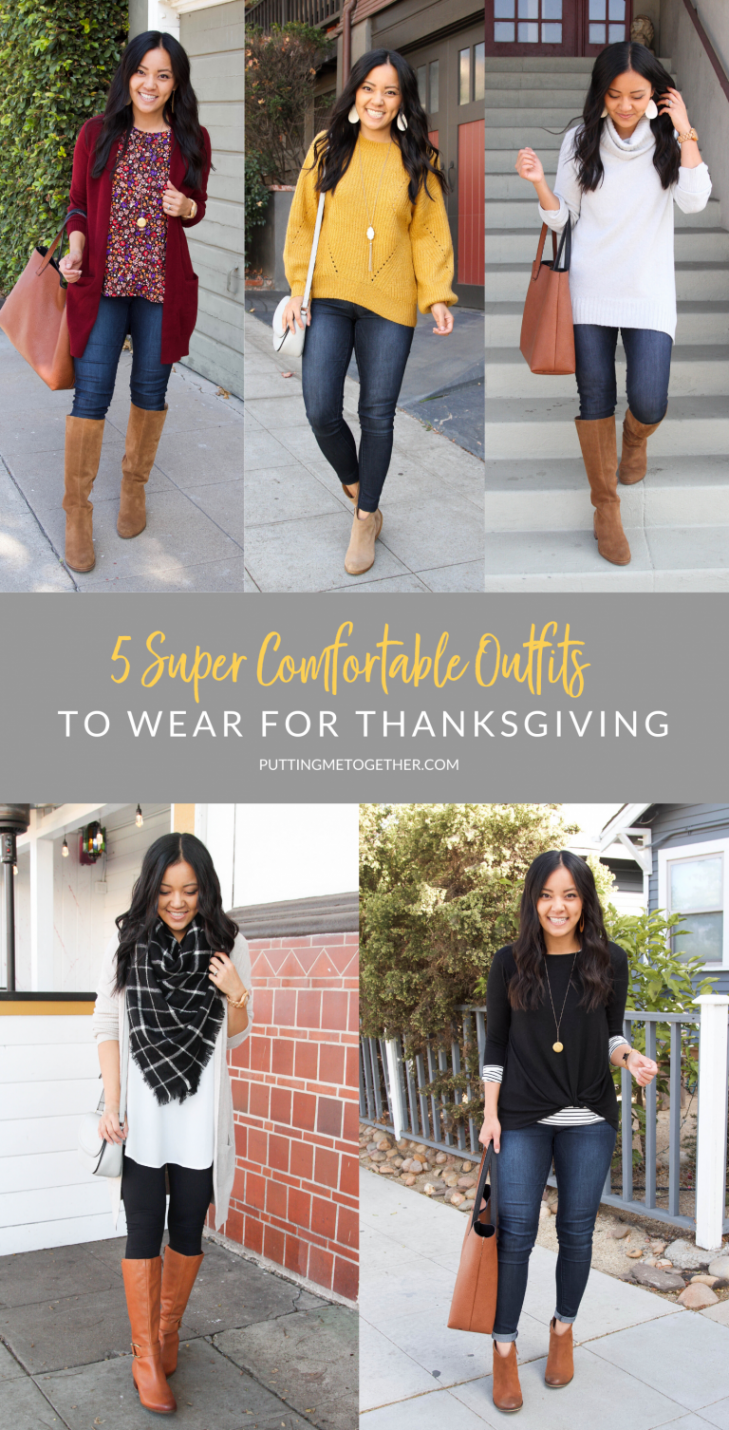 Super Comfy Thanksgiving Outfits (Including Stretchy Jeans