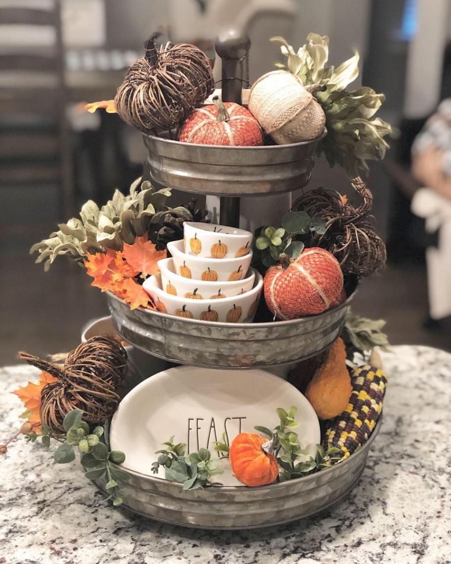 Thanksgiving Tiered Tray  Tiered tray decor, Tray decor, Fall