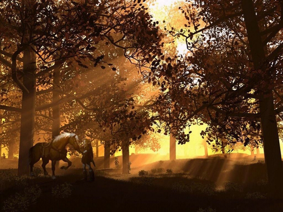 The Legend of Zelda Wallpaper: Link and Epona  Forest sunset