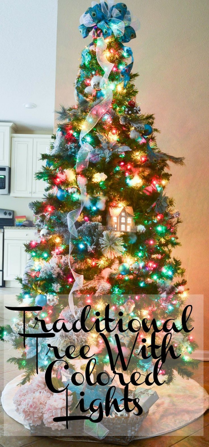 Traditional Christmas Tree With Colored Lights  Christmas tree