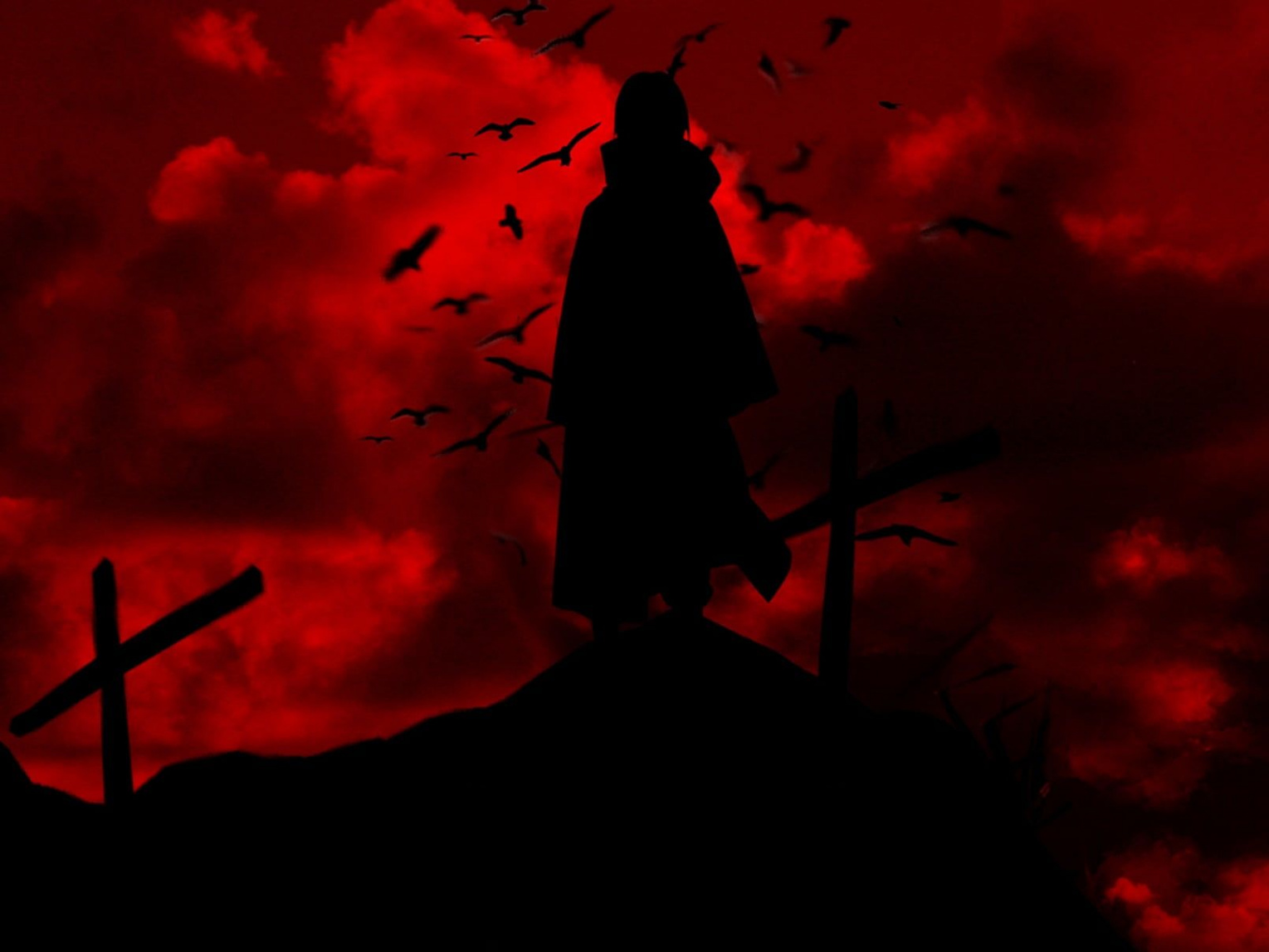 Uchiha Itachi Naruto Shippuuden #silhouette Uchiha Itachi #red