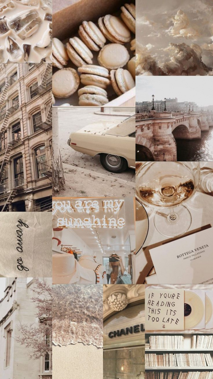 Wallpaper, background, collage, aesthetic, music, color, beige