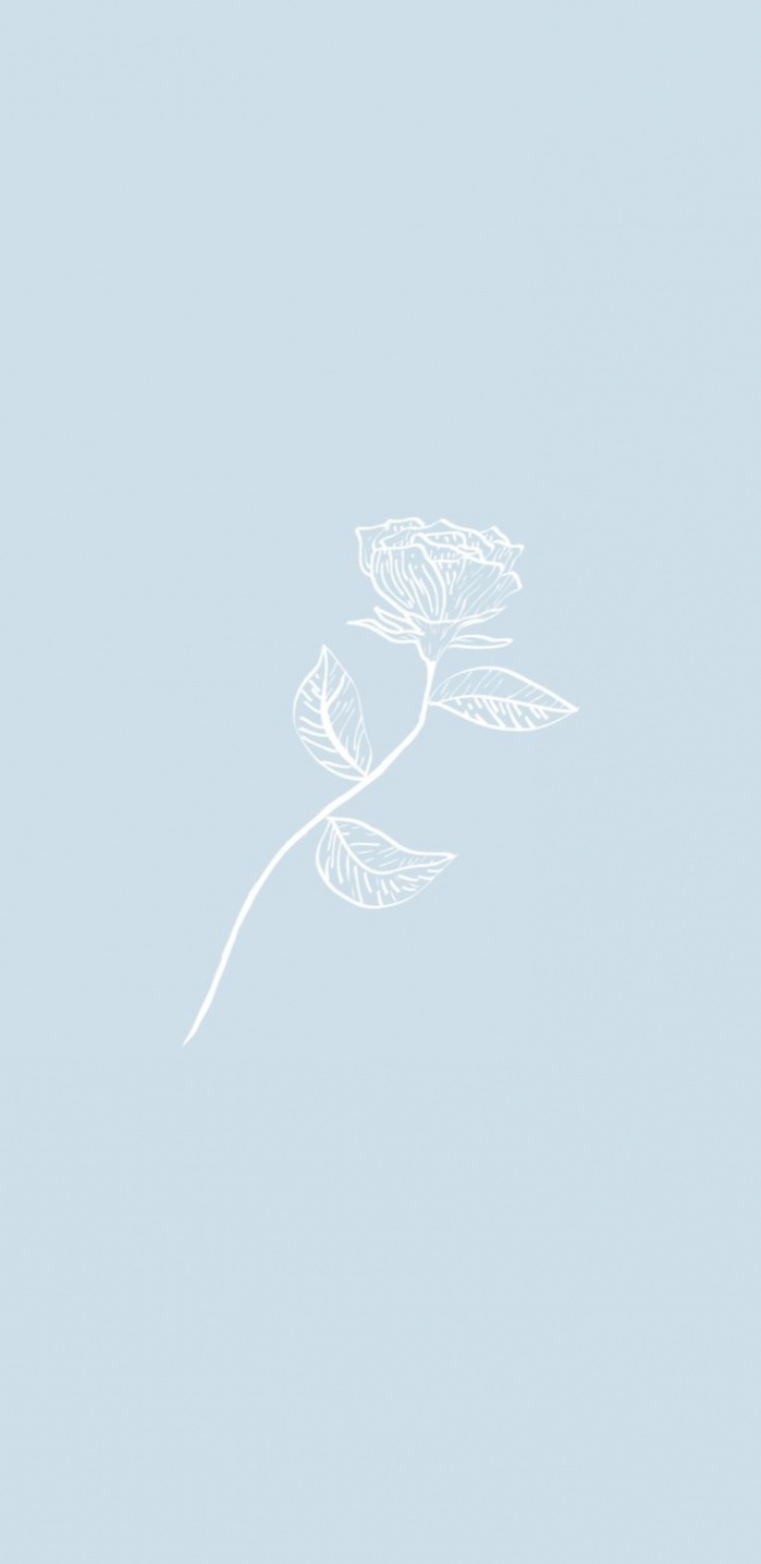 Wallpaper blue/lineart/flower  Pastel blue background, Minimalist