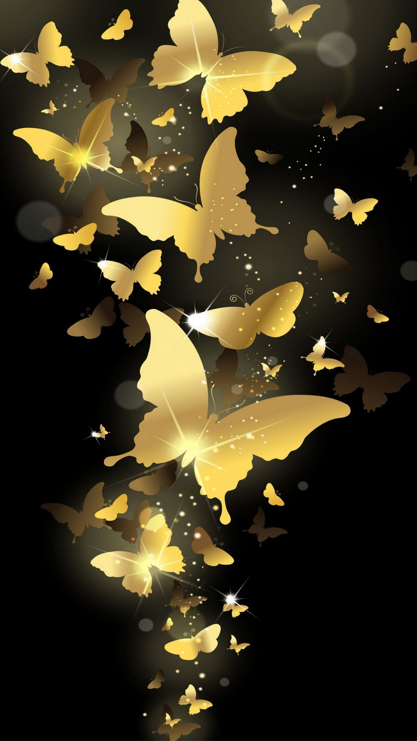 x Flying Golden Butterflies Lockscreen Lock Screen