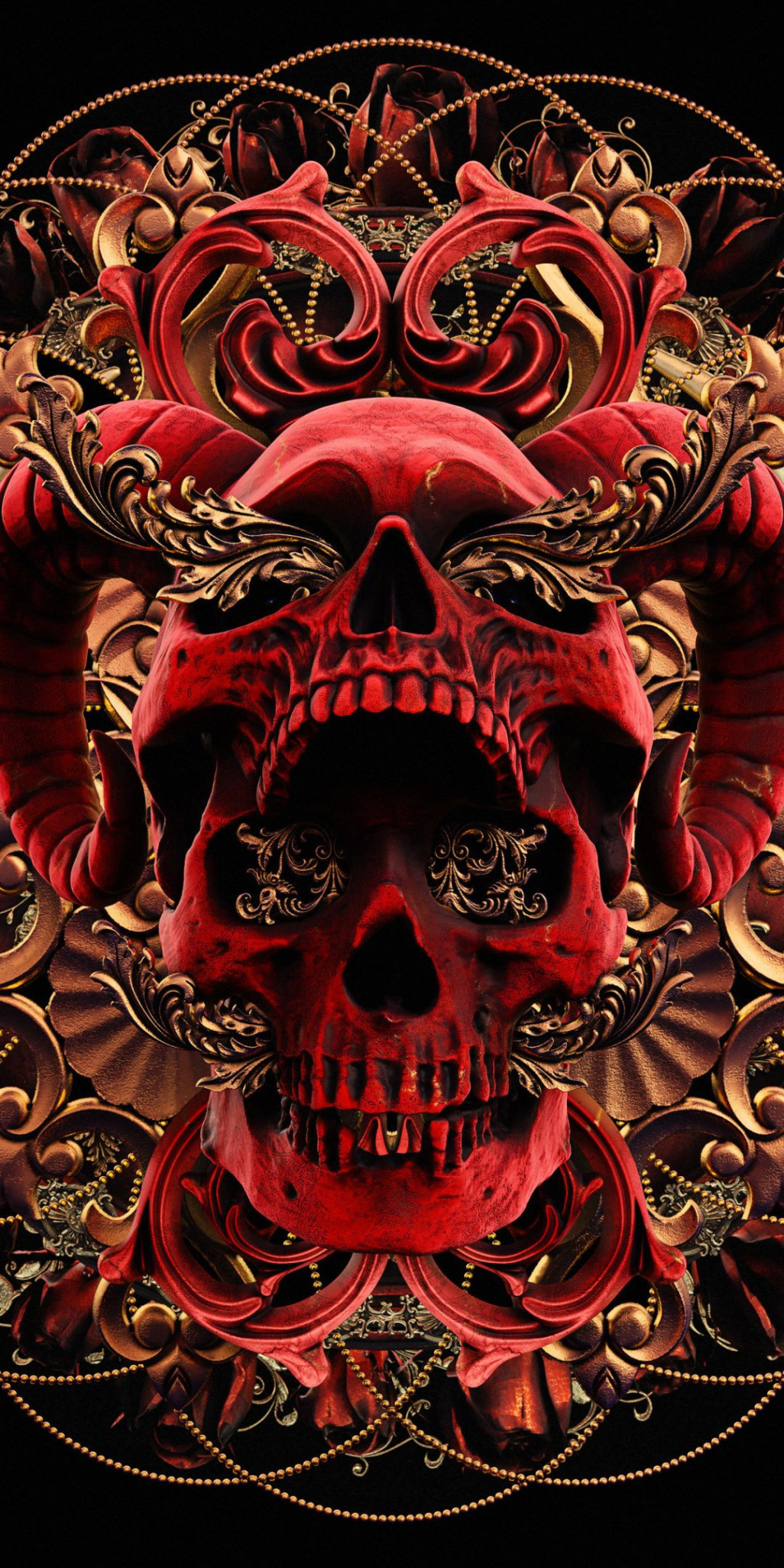 x Red skull, abstract, art wallpaper  Skull wallpaper