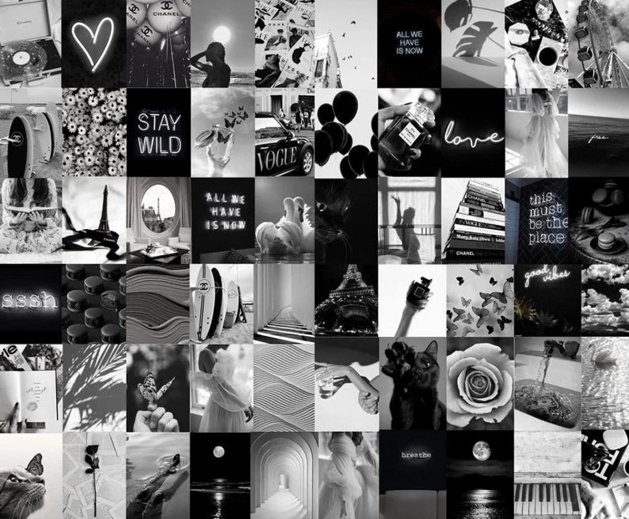 Aesthetic Pictures Wall Collage Kit Black & White Vintage Fashion