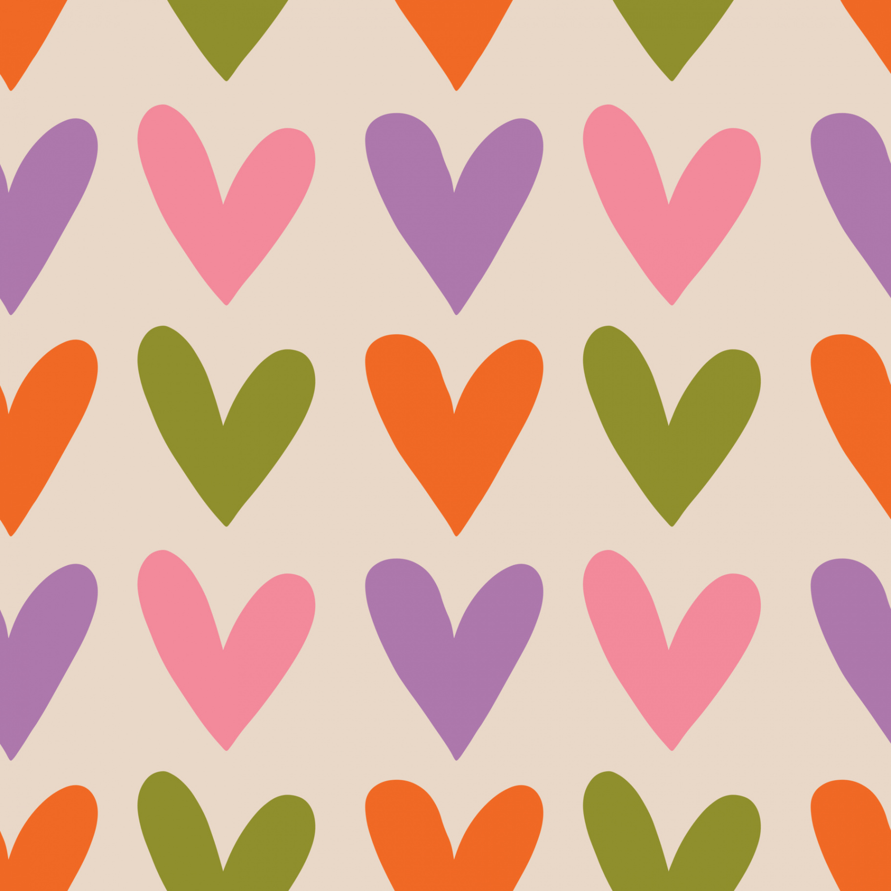 Aesthetic Retro Romantic printable groovy hearts seamless pattern