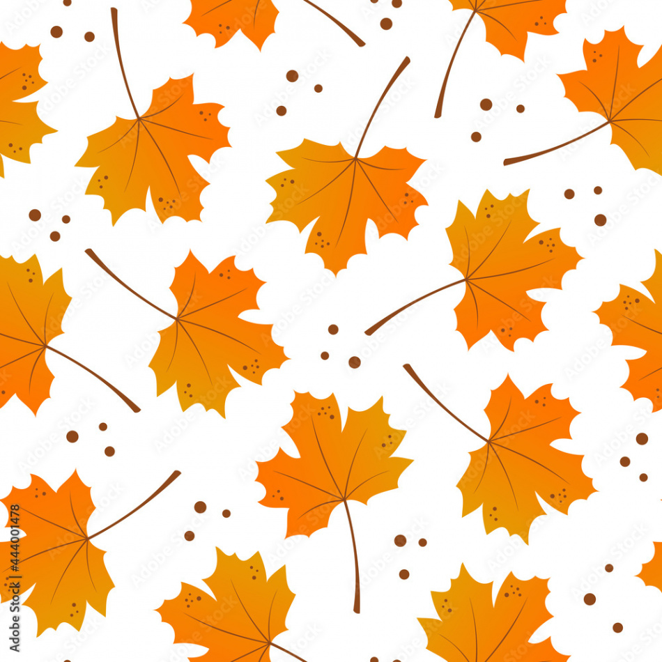 Autumn cartoon maple leaves seamless pattern