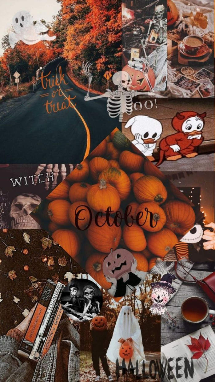 Autumn Collage Aesthetic Wallpapers : October Halloween