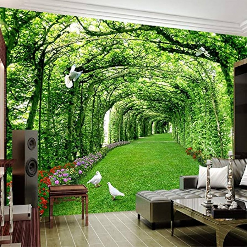 Benutzerdefinierte Foto Wallpaper für Wände D Green Forest Tree Lawn D  Stereo Space Hintergrund Wallpaper Home Decor Wandbild,50cm(W) x cm(H)