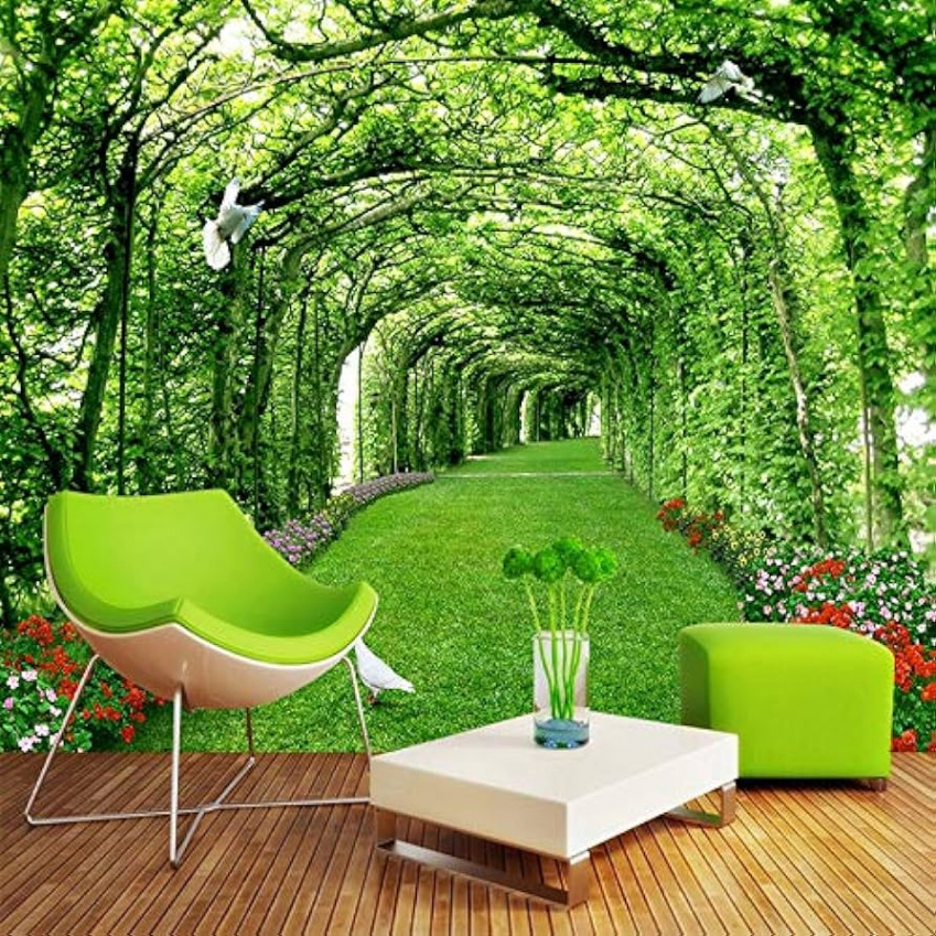 Benutzerdefinierte Foto Wallpaper für Wände D Green Forest Tree Lawn D  Stereo Space Hintergrund Wallpaper Home Decor Wandbild,50cm(W) x cm(H)