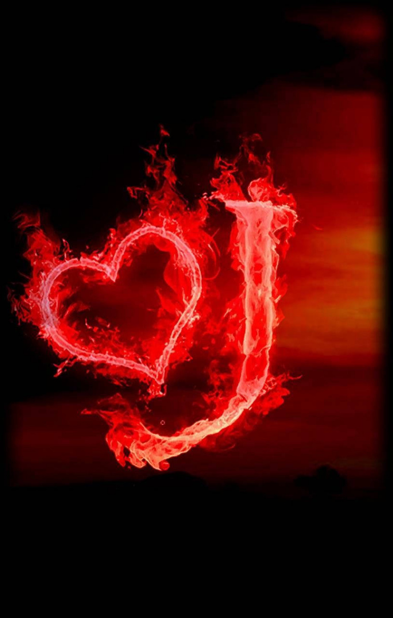 Download Flame Heart And Letter J Wallpaper  Wallpapers