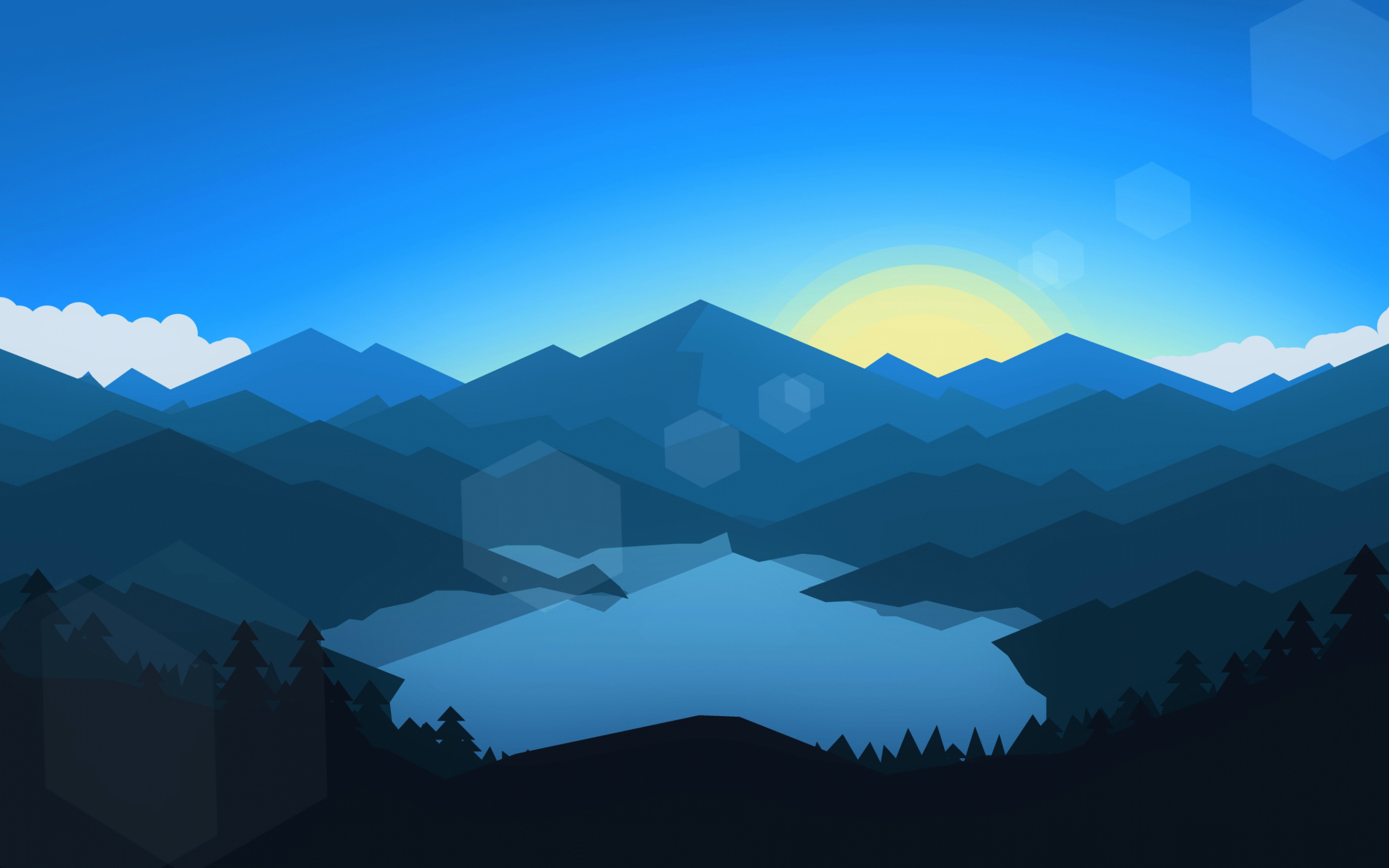 Download wallpaper x forest, mountains, sunset, cool