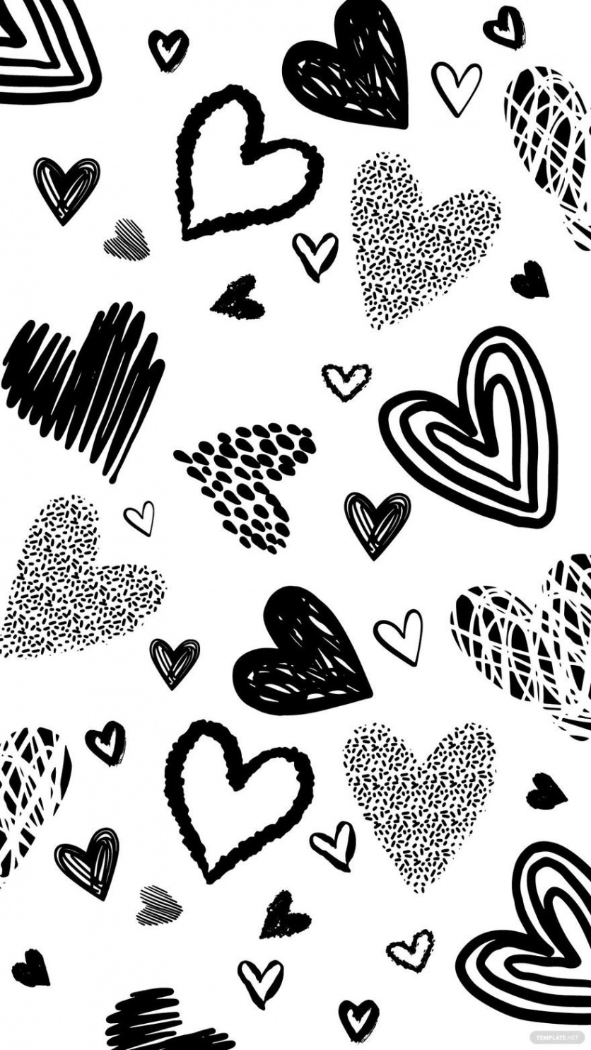 Free Black And White Heart Phone Background - Download in