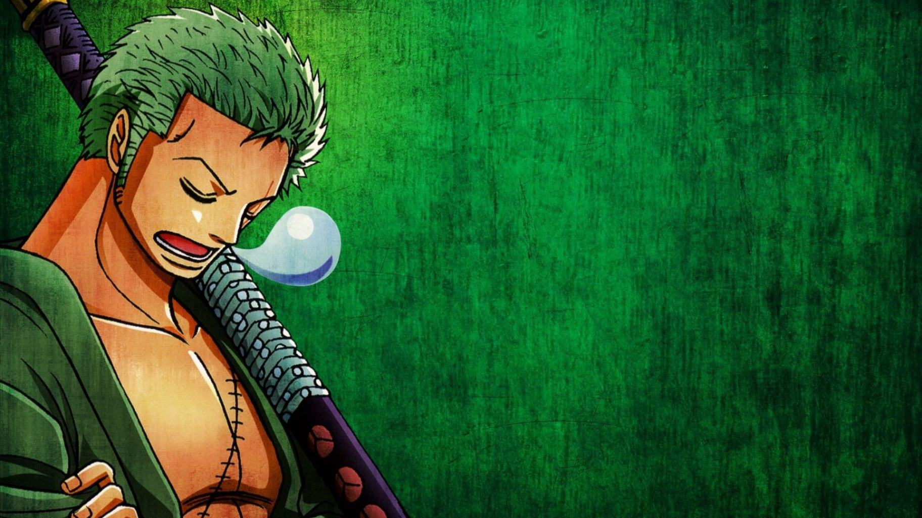 green haired cartoon character One Piece #bubbles Roronoa Zoro