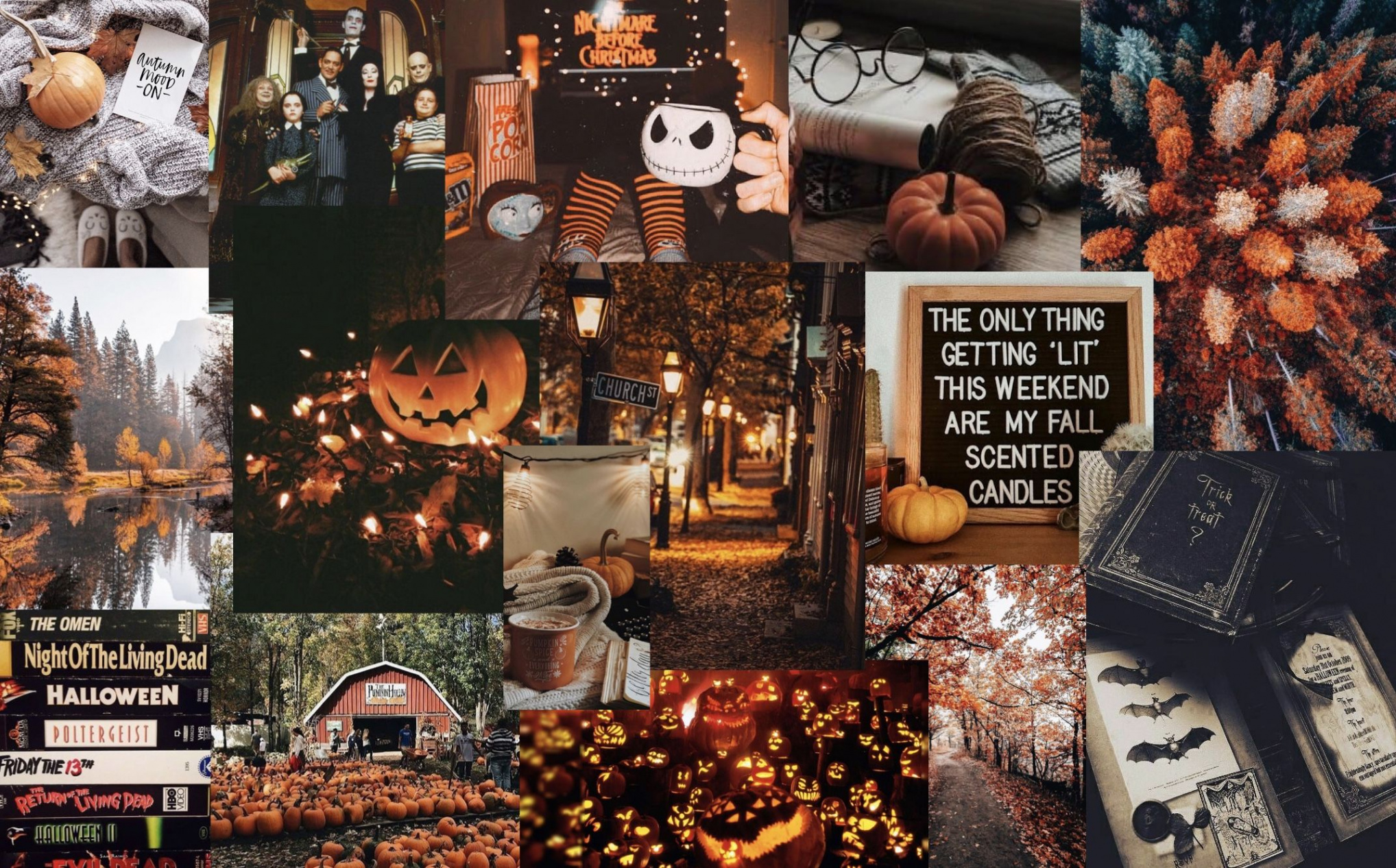 Halloween fall collage laptop wallpaper  Halloween desktop