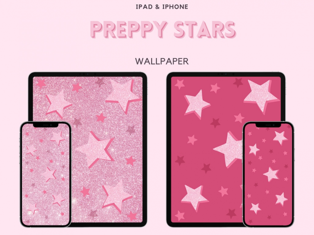 IPad & iPhone Preppy Wallpaper, Star Wallpaper, Glitter Wallpaper,  Wallpaper Pack, Digital Wallpaper - Etsy