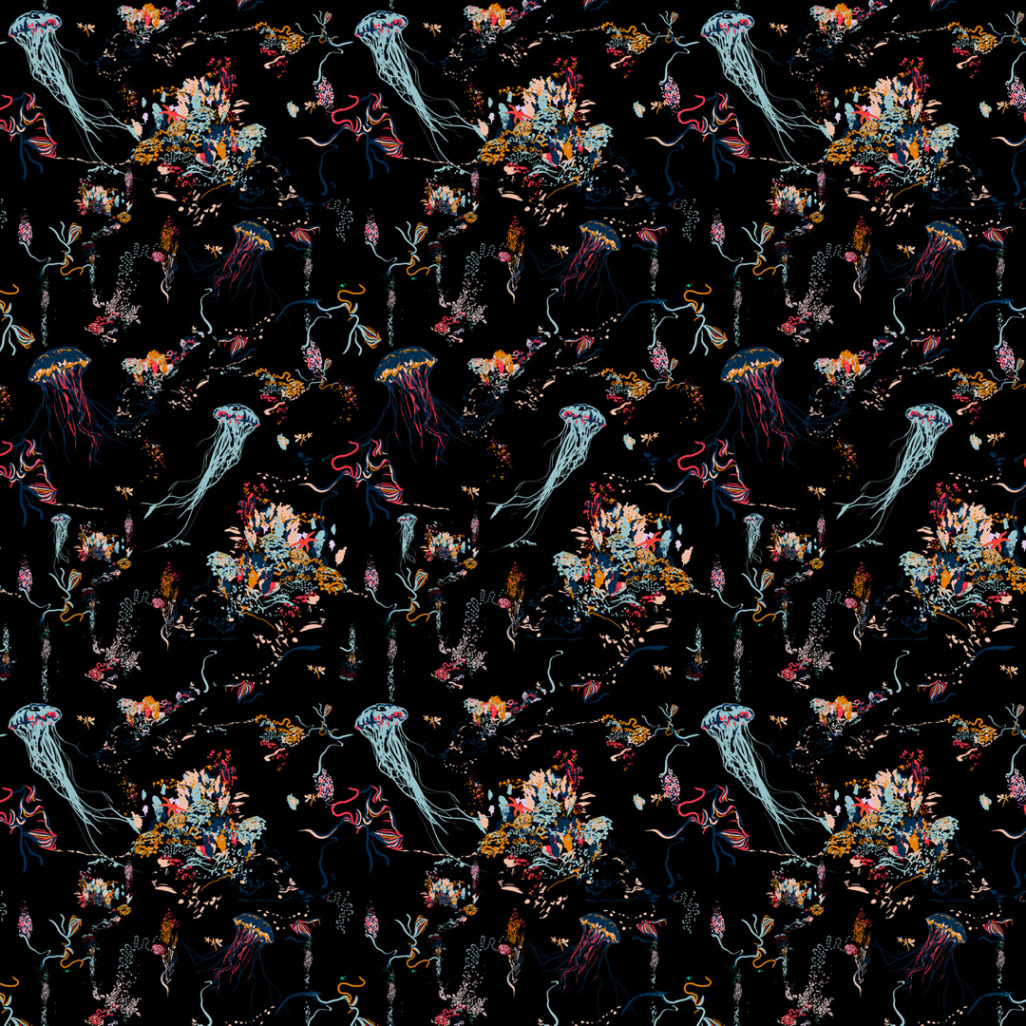 Jellyfish Wallpaper Black -  Patterns