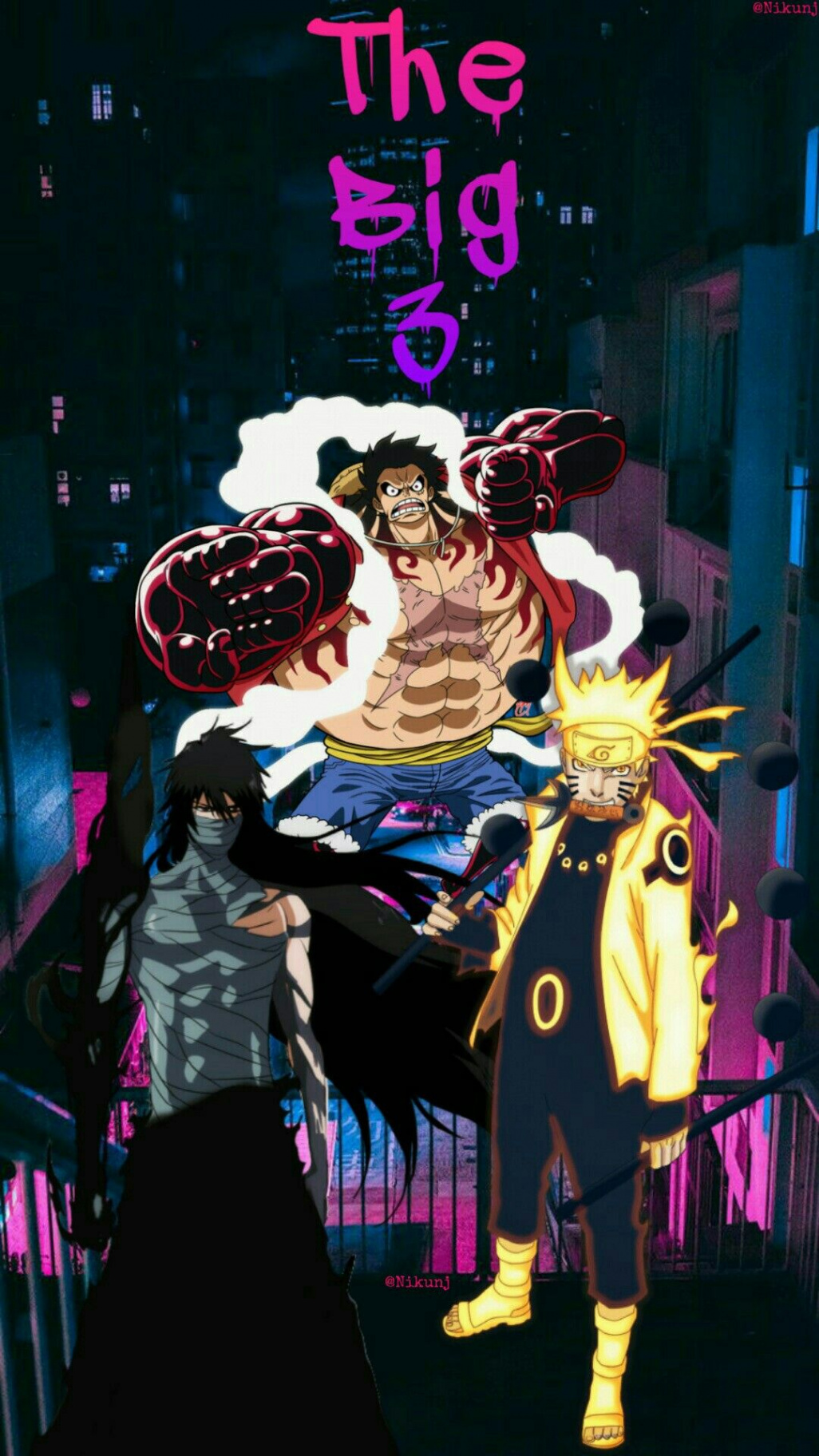 Naruto, Ichigo And Luffy The Big  Anime Mobile Wallpaper Edited