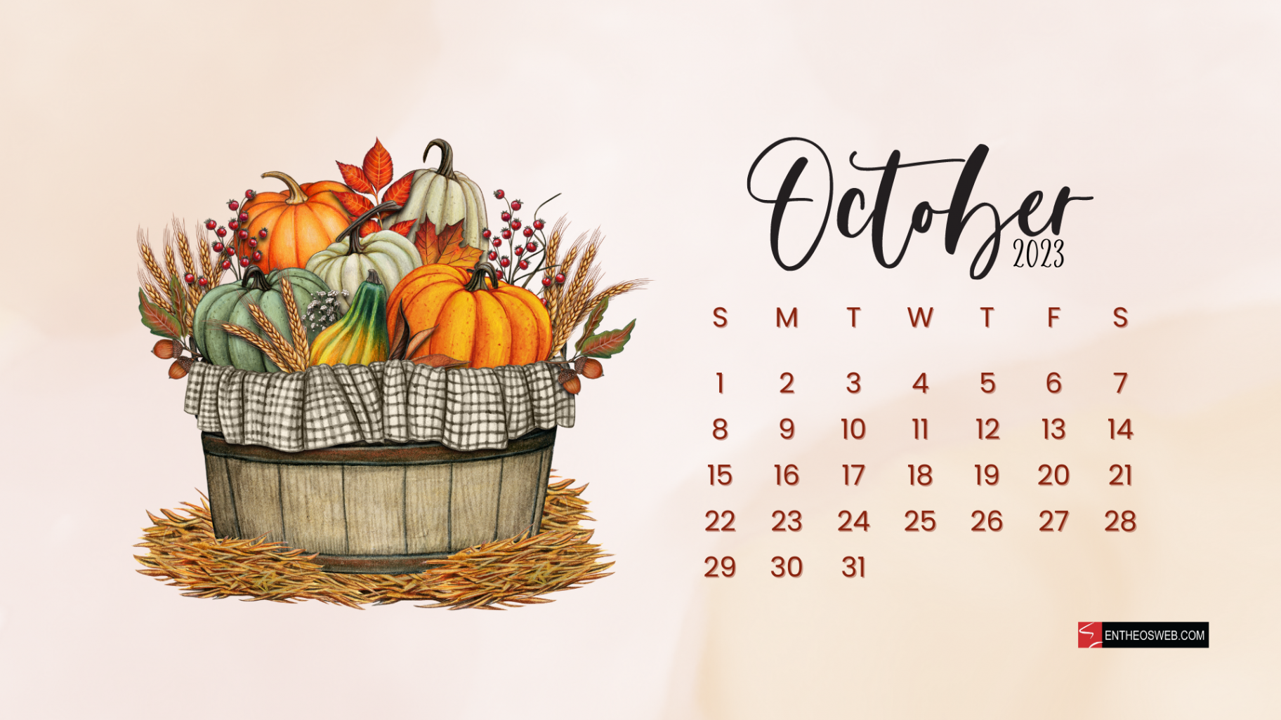 October  Calendar Desktop Wallpaper  EntheosWeb