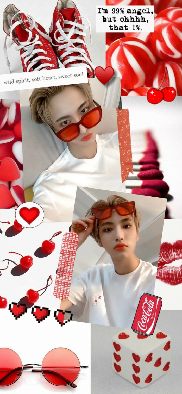 Park Seonghwa Ateez red white aesthetic idol wallaper kpop  Red