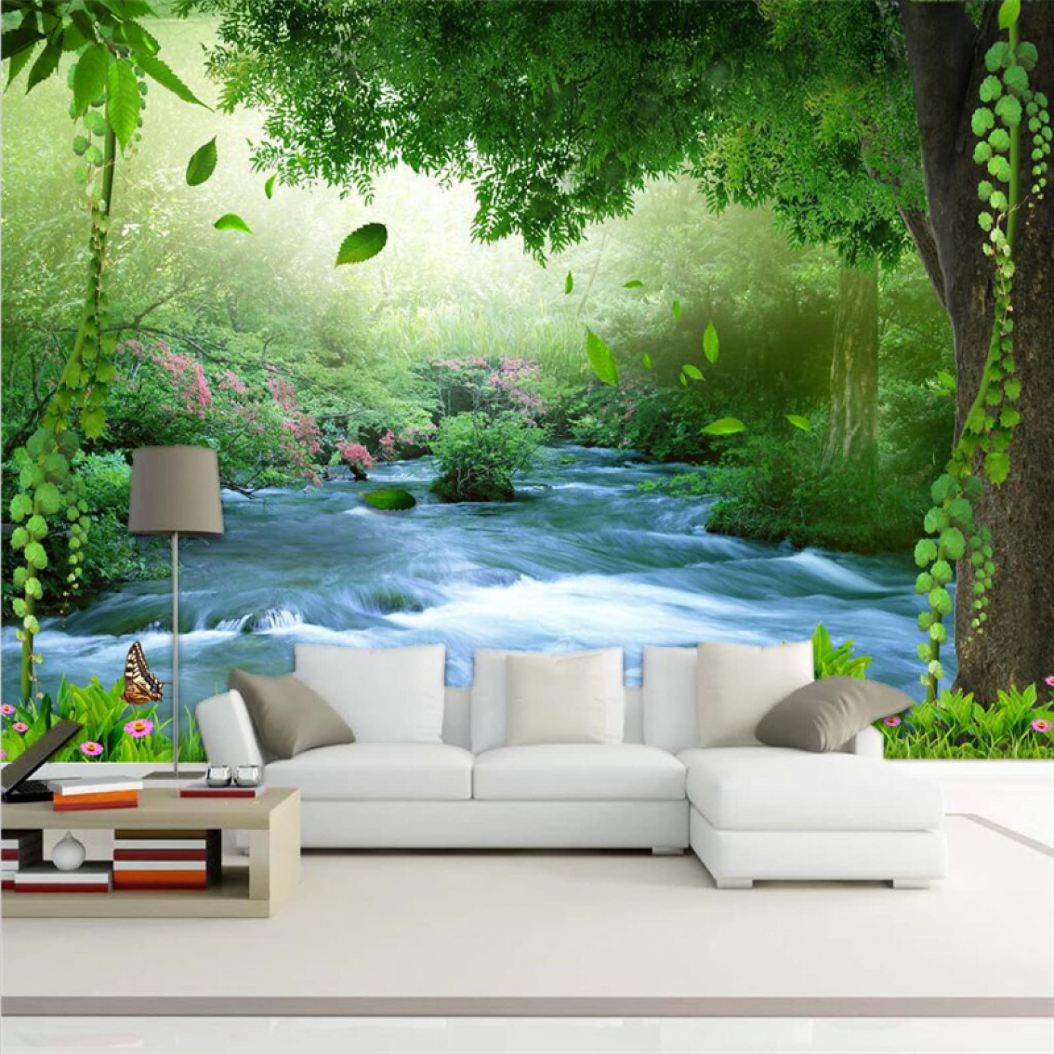 Photo Wallpaper D Effect Natural Environment Small Stream Water Wallpaper  Hotel Café TV Background D Wallpaper Wall Decor  (W) x  (H) cm