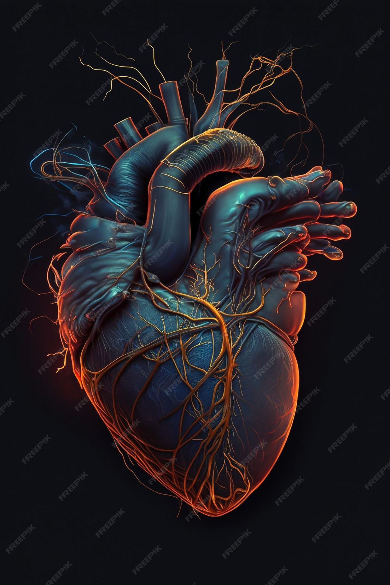 Premium Photo  d anatomical human heart with venous system