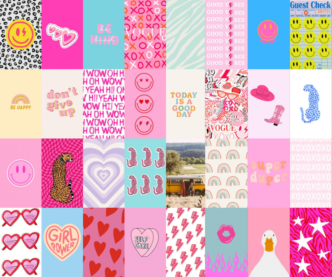 Preppy Aesthetic Wall Collage Digitaler Download Trendige