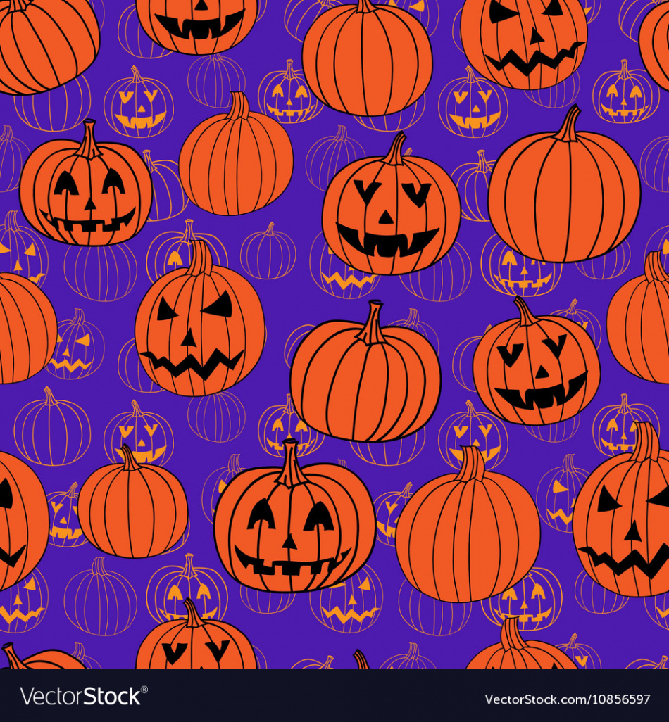 Purple and orange halloween seamless pattern Vector Image