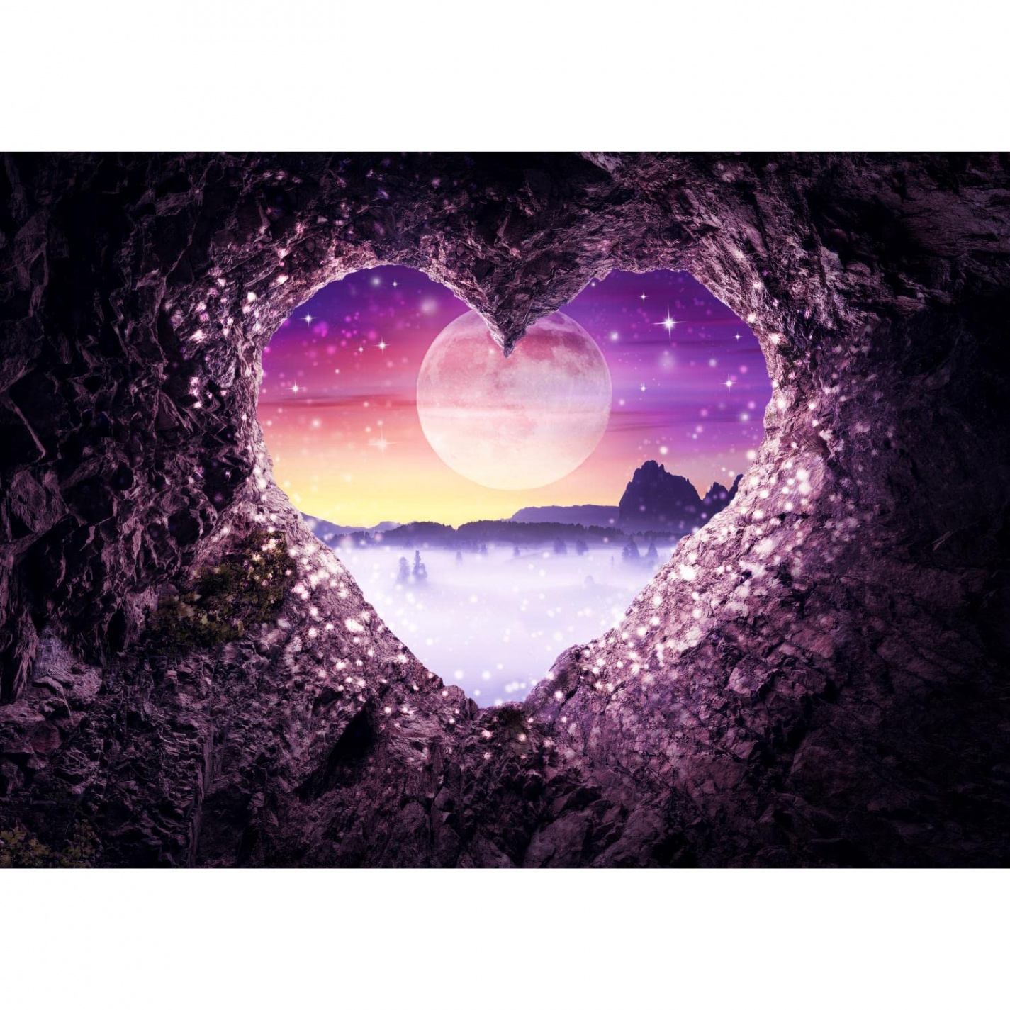 Runa Art Photo Wallpaper Heart Landscape Modern Non-Woven Living Room  Bedroom Made in Germany Purple b