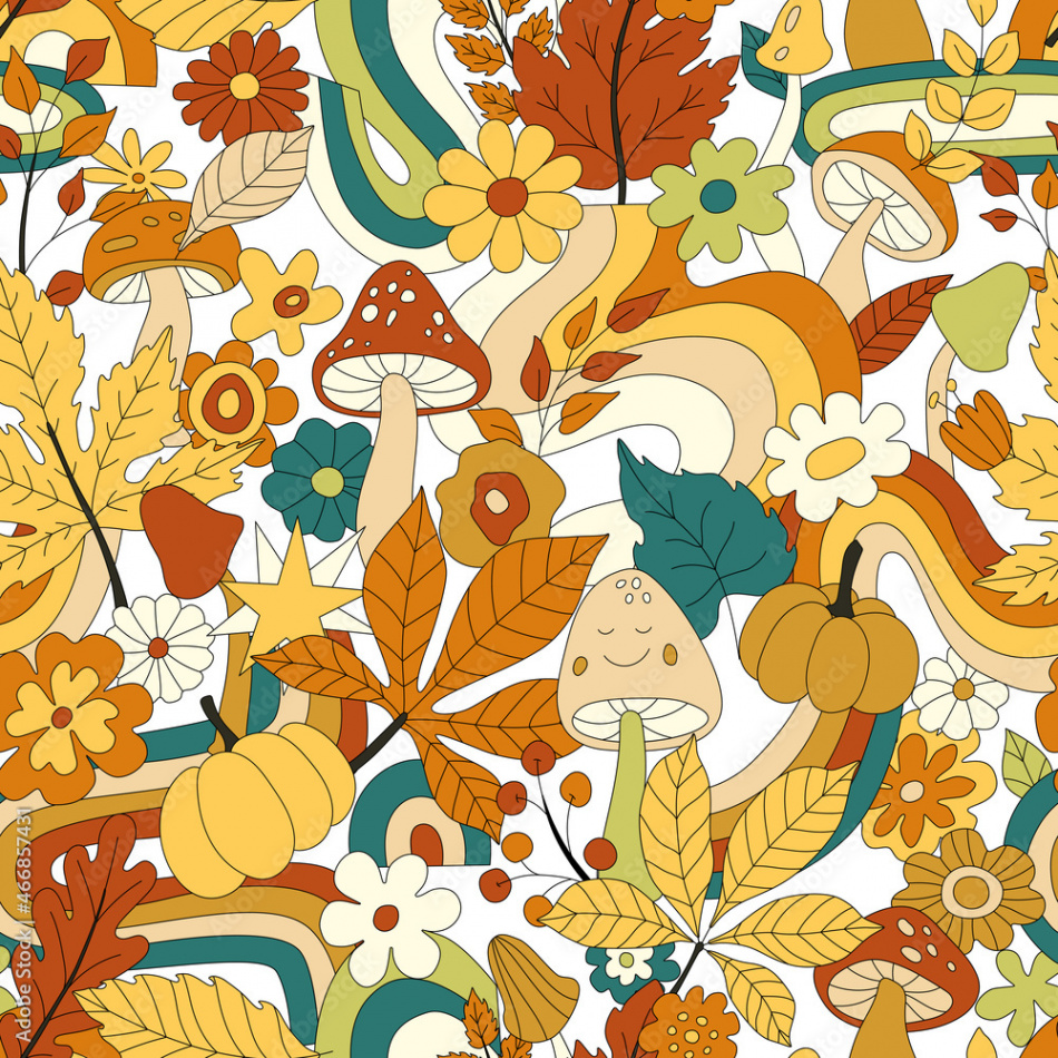 s groovy hippie retro seamless pattern