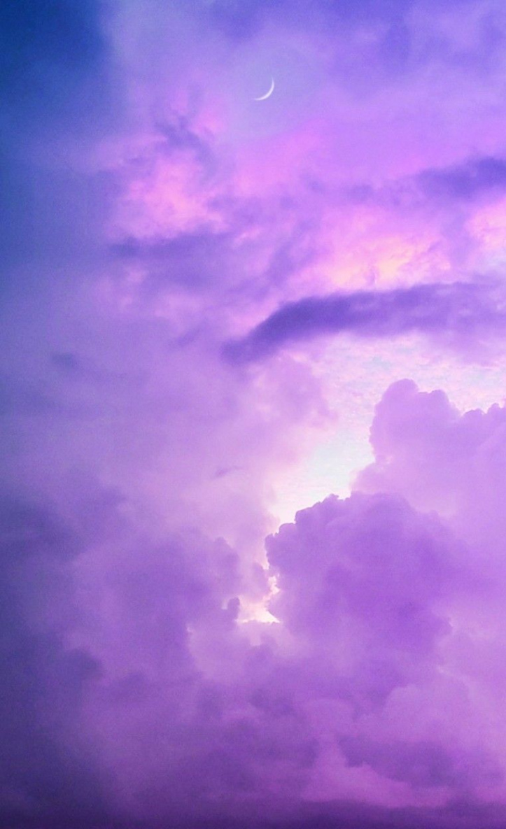 Simple Wallpaper - Clouds & Moon Lockscreen  Papel de parede roxo