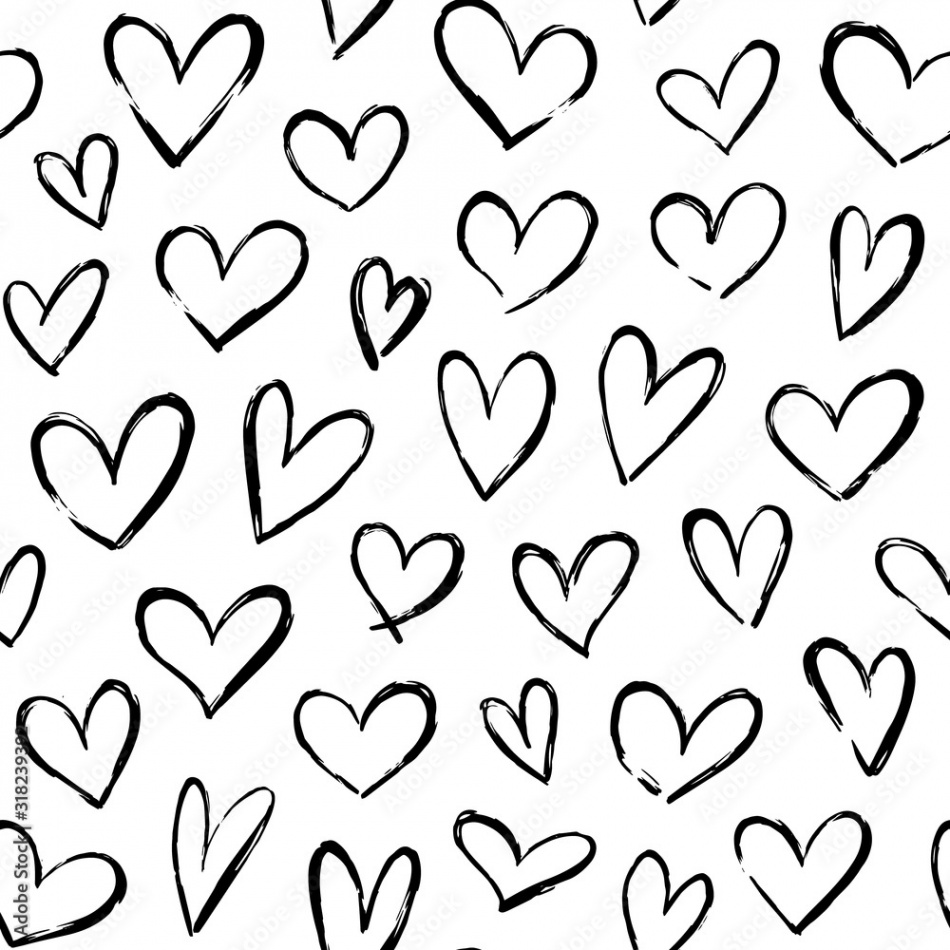 Sketch hearts pattern