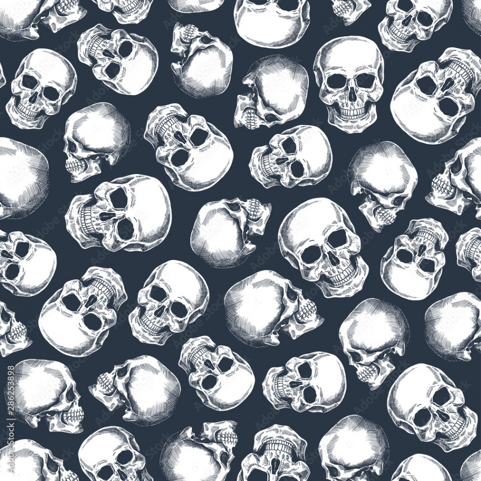 Skull seamless pattern. Halloween party wallpaper