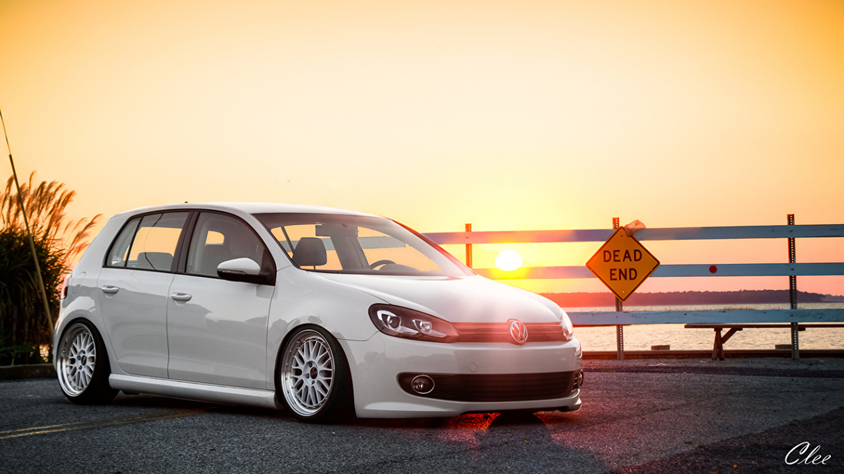 Wallpaper Volkswagen Golf Mk White Sunrises and sunsets Cars