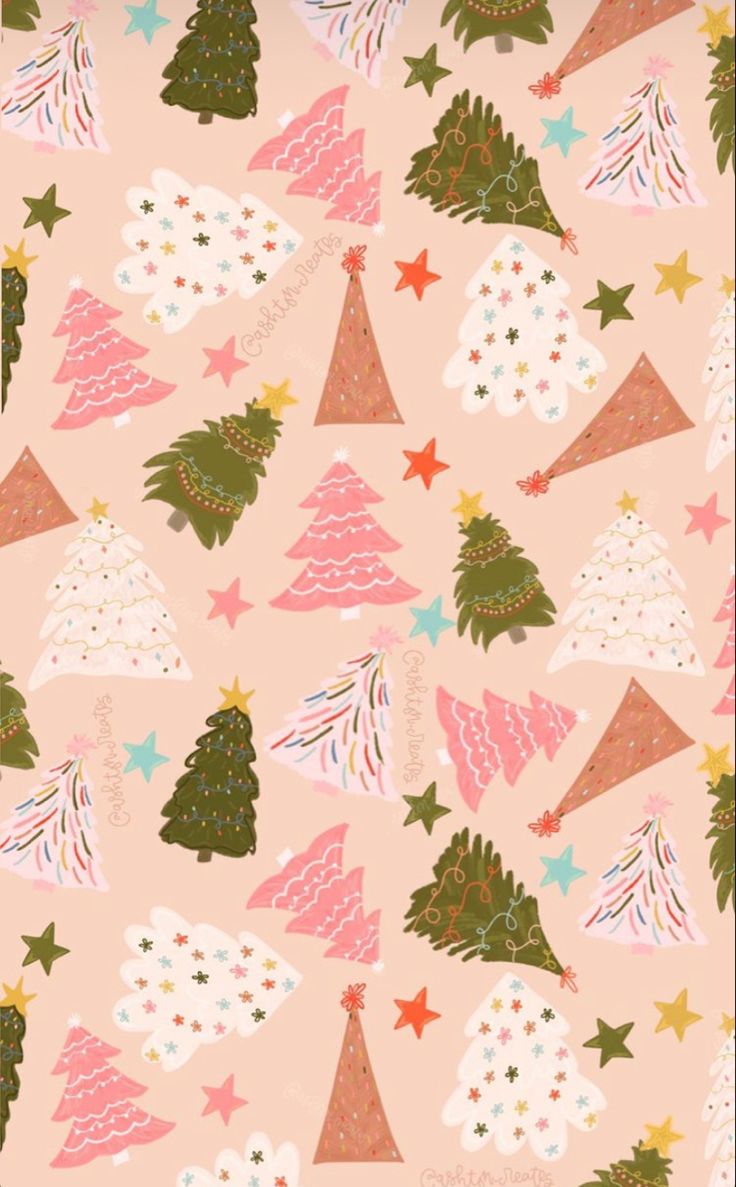 Christmas Tree Wallpaper Pink