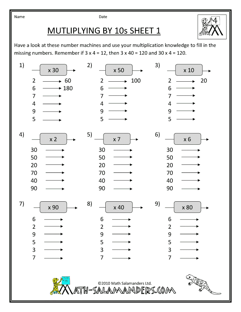 30 Fourth Grade Multiplication Worksheets