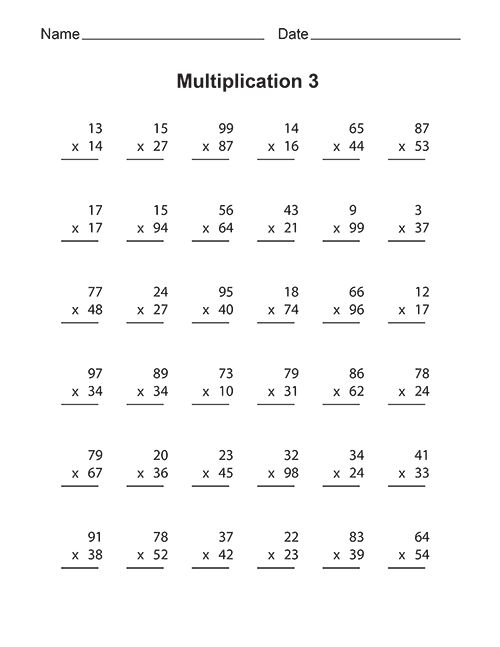30 Fourth Grade Multiplication Worksheets