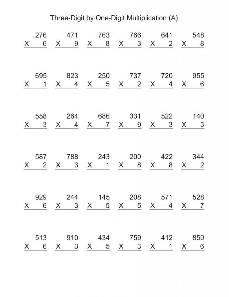 30 Fourth Grade Multiplication Worksheets