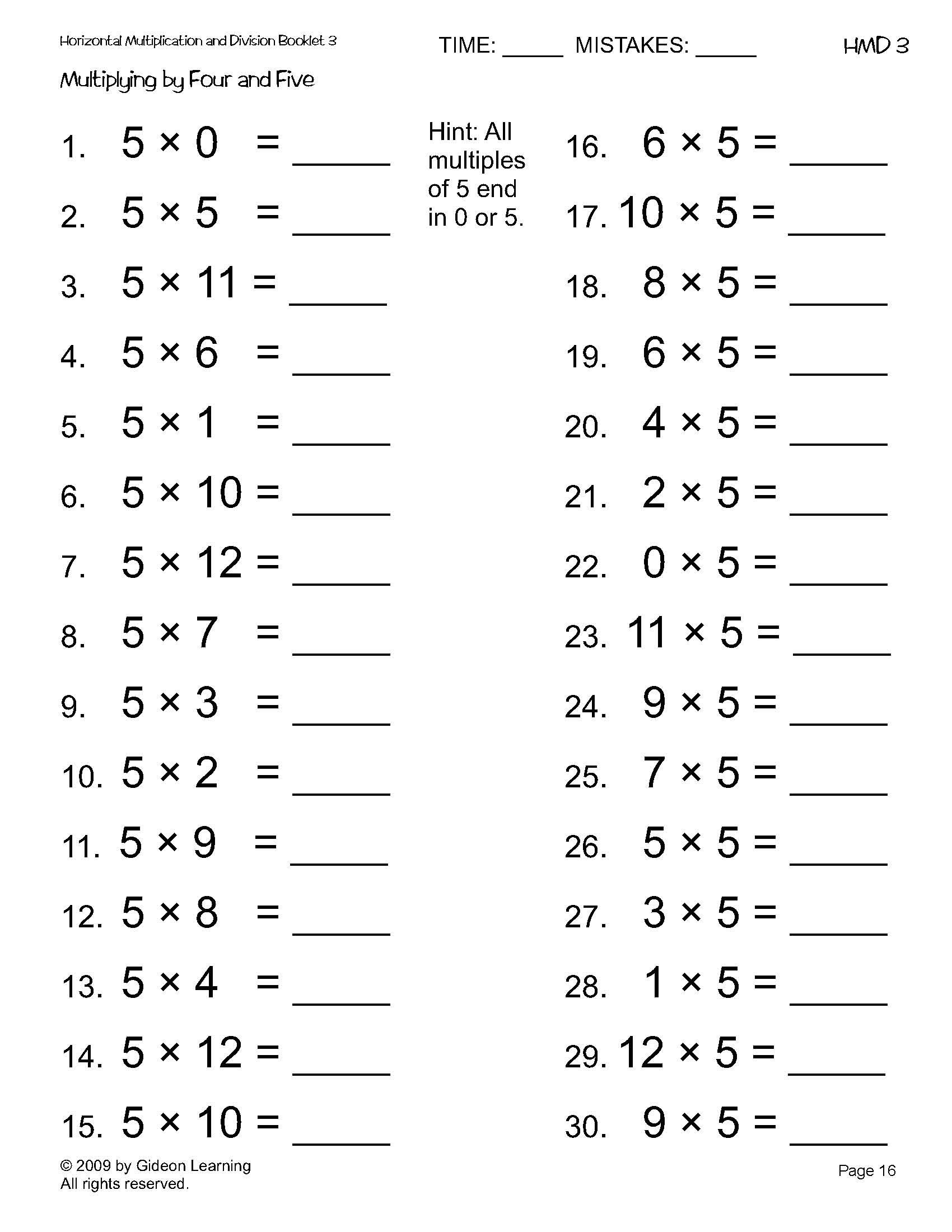 30 Fourth Grade Multiplication Worksheets