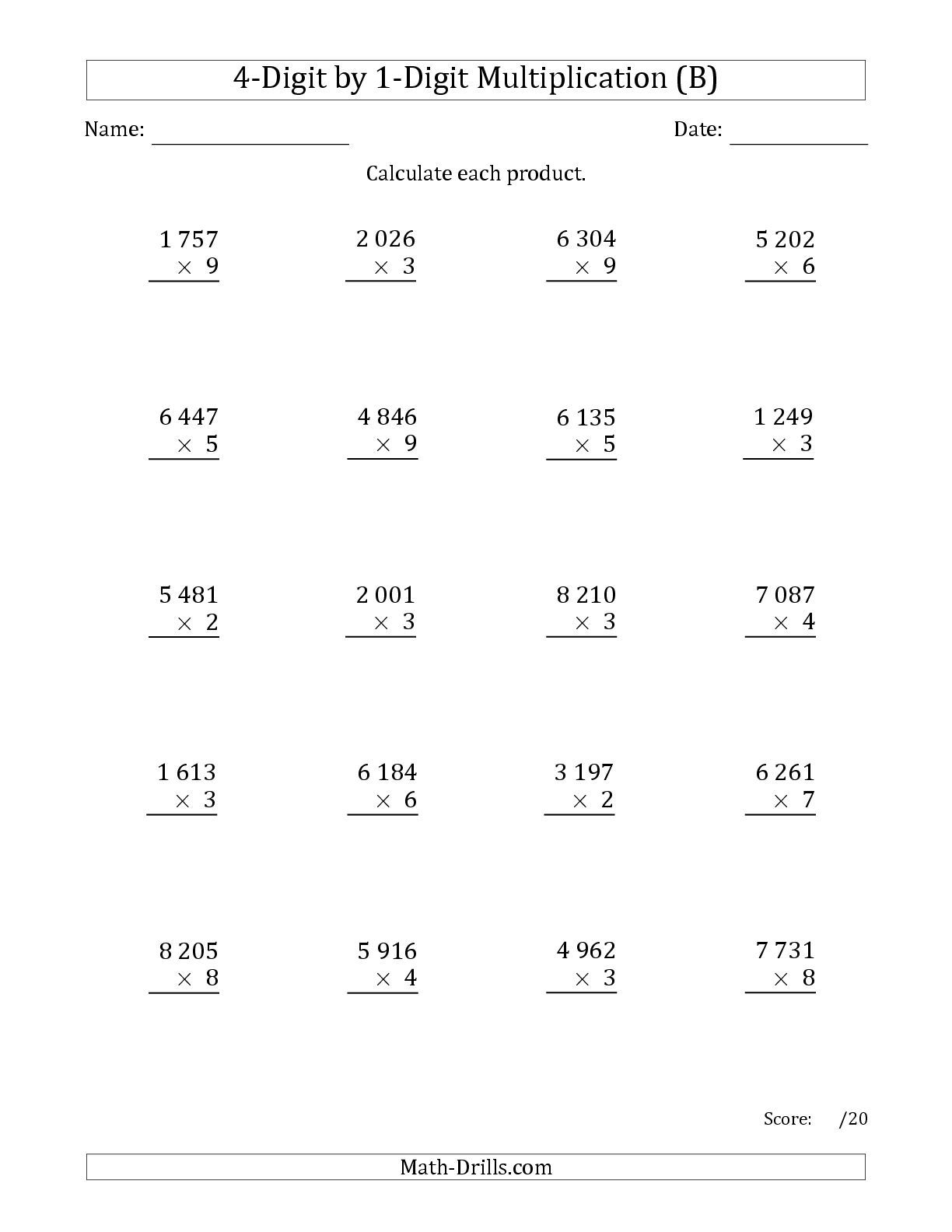 30 Fourth Grade Multiplication Worksheets